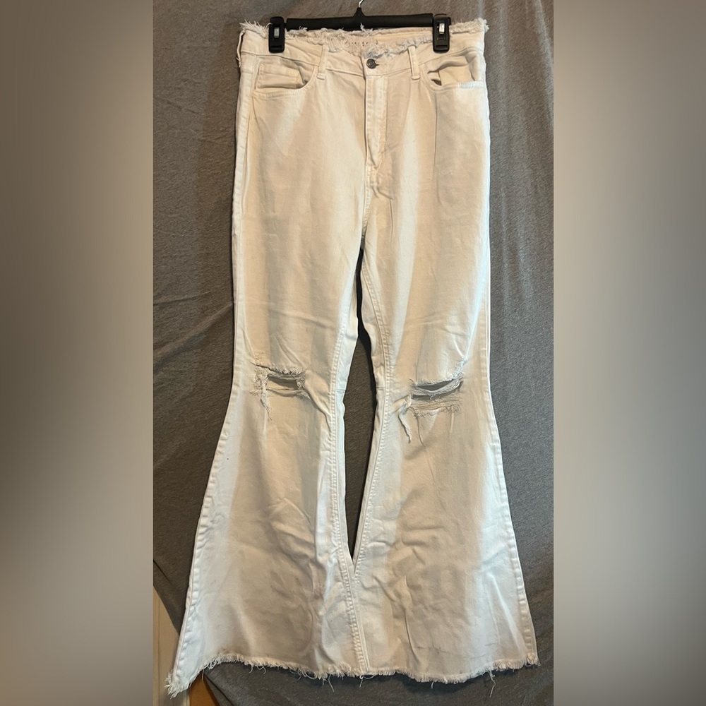 Women's Distressed White Jeans